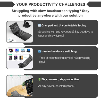 Alpohub™ FlexFold Keyboard – Compact Bluetooth Keyboard with Touchpad